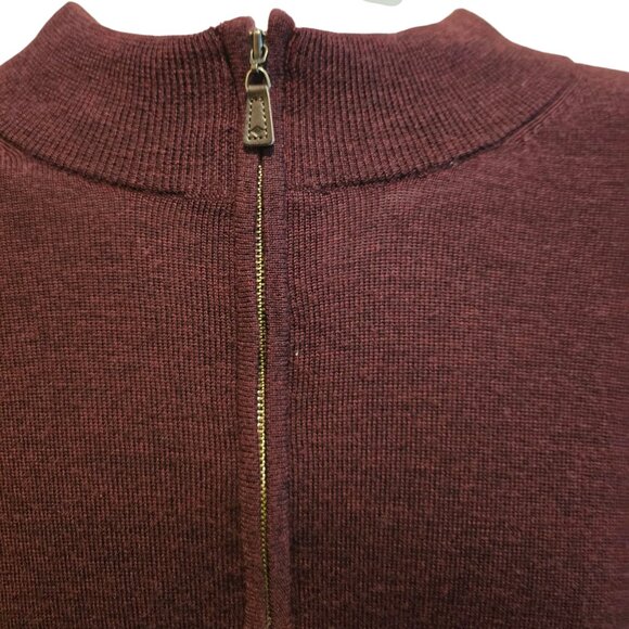 Joseph Abboud Burgundy Extra Fine Merino Wool Quarter Zip 2XL - Picture 3 of 6